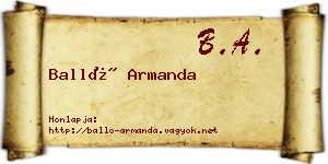 Balló Armanda névjegykártya
